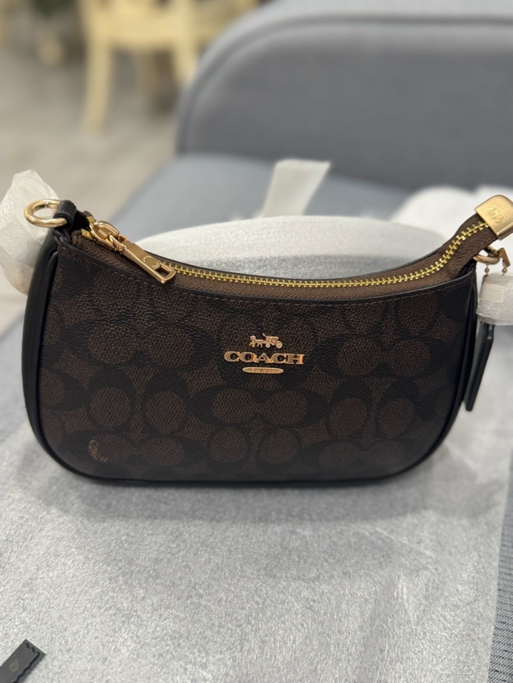 Coach Teri Mini Crossbody Bag in Gold/Walnut/Black NWT - Picture 6 of 11